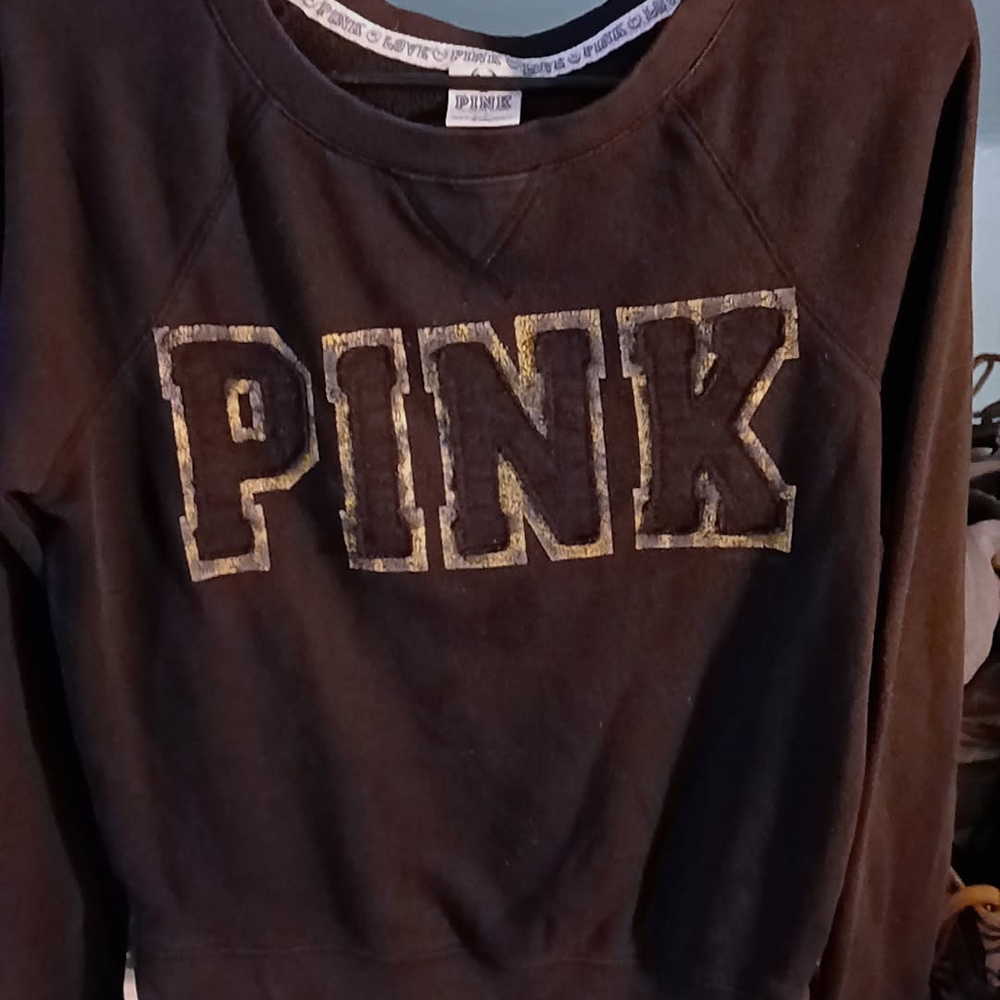 PINK Victoria's Secret Black Sweater with Gold Accents
